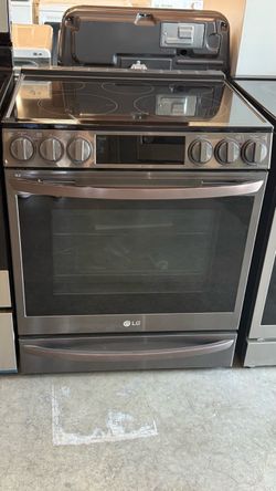 LG 30” PrintProof Black Stainless Steel Slide-In Electric Range