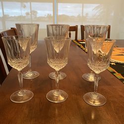 6 Crystal Wine Glasses. 6 Crystal Water Glasses