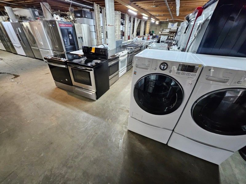 Huge Liquidation Sale Warehouse Full Certified  Samsung LG Whirlpool GE Maytag Bosh Electrolux Kenmore Refrigerator Washer Dryer Stove Oven Stackable 