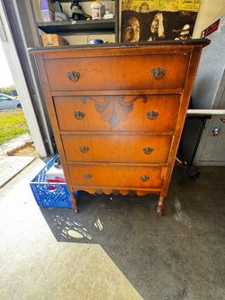 Vintage wood dresser. Cottage core, whimsy, shabby chic