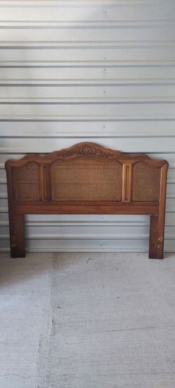 Mid Century Drexel French Provincial Cane Full Queen Bed Headboard
Bed