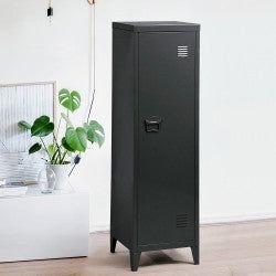 Homy Casa COUNCILBLUFFS Black Metal Mailbox Storage Cabinet, 137cm Tall, 2 Shelves, Modern Industrial Style Open Box