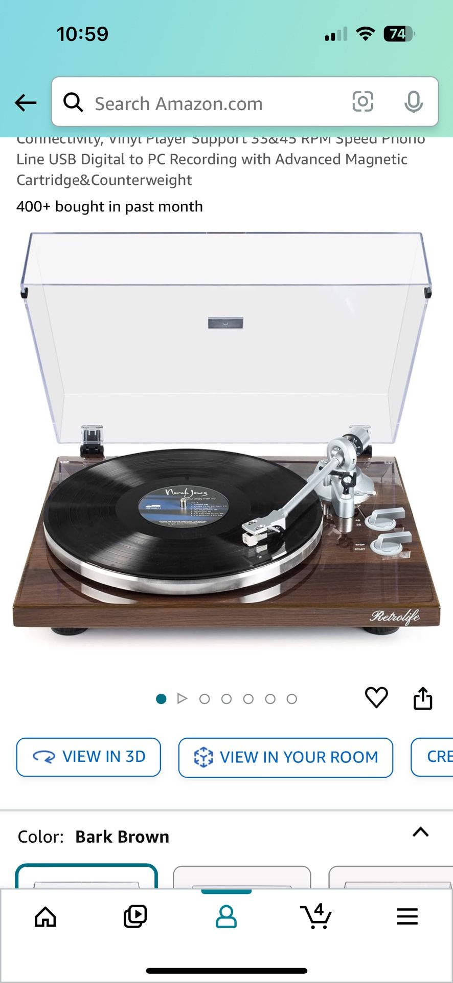 Belt drive record player with blue tooth connectivity