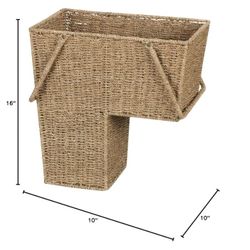 Wicker Stair Basket, w/Handles, Seagrass & Corn Husk OBO