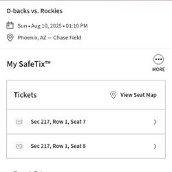 Dbacks Vs Rockies 8/10 Section 217