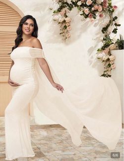 Blue Off-Shoulder Sleeveless Sheer Knit Fabric Elastic Mermaid Maxi Dress For Maternity, Elegant Maternity Photography, Banquet Dress Fall