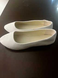 White Textured Ballet Flats