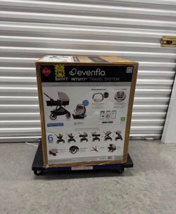 Evenflo Shyft Intuiti+ tTravel System with Revolve180 LiteMax NXT with Sensory Soothe- Travertine