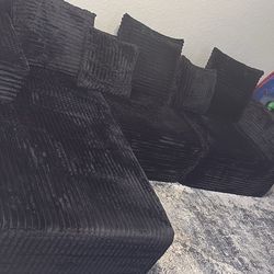 Black Cloud Corduroy Sectional