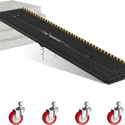 B675 $240  10FT Portable Wheelchair Ramp-800LBS Heavy-Duty, High-Strength Aluminum Alloy with 4 Adjustable Legs, 4 Wheels, Triple Anti-Slip and Seamle