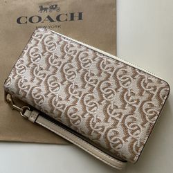 Coach Long Zip Around Wallet With Coach Monogram Print NEW