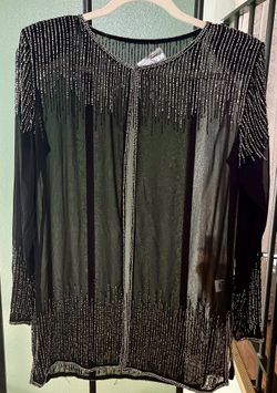 Black Beaded Cardigan (L)
