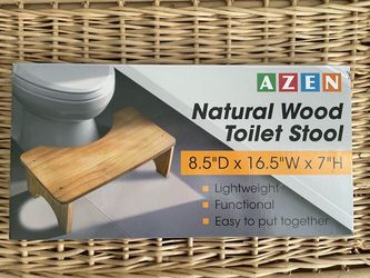 New! Azen Natural Wood Toilet Stool 🚽