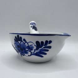 Mini Delft Style Mortar and Pestle Blue and White 3” Vintage