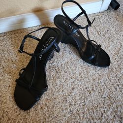 Black Strap Wedge Heels