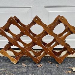 Vintage Mid Century MCM Modern Wood Foldable Accordion 10 Wine Bottles Storage Rack Stand