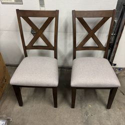 Pair of Wooden Upholstered Dining Chairs