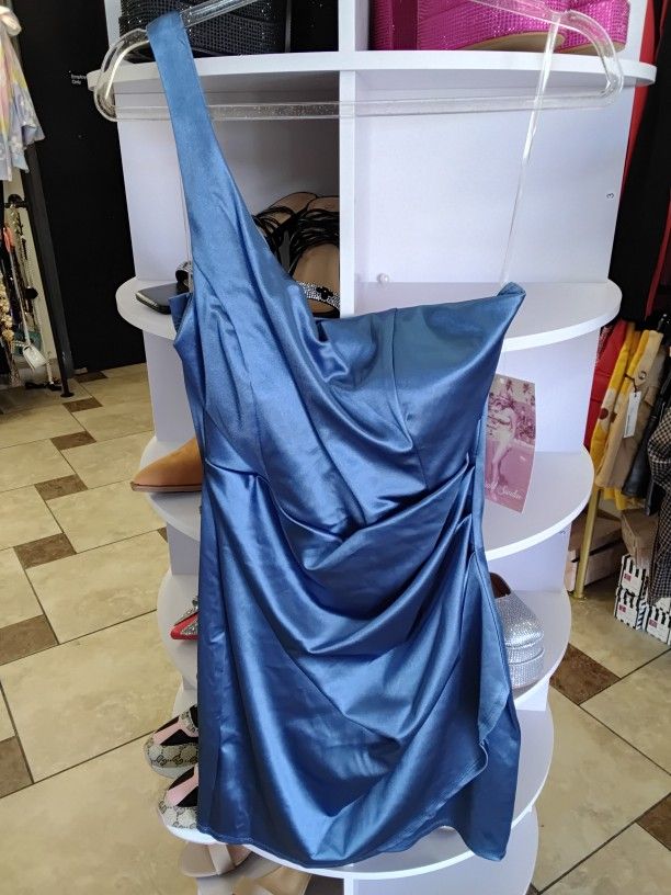 Blue Satin Dress
