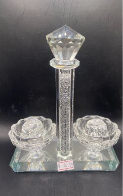 A traditional crystal Shabbat salt cellar set