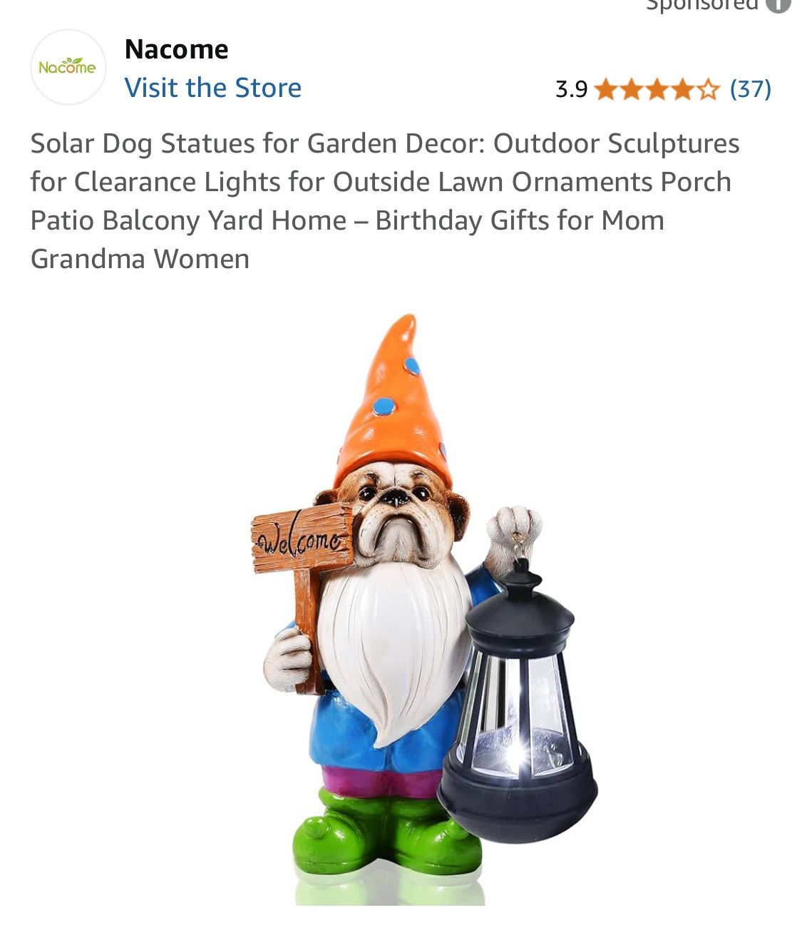 NACOME new solar, dog gnome statue