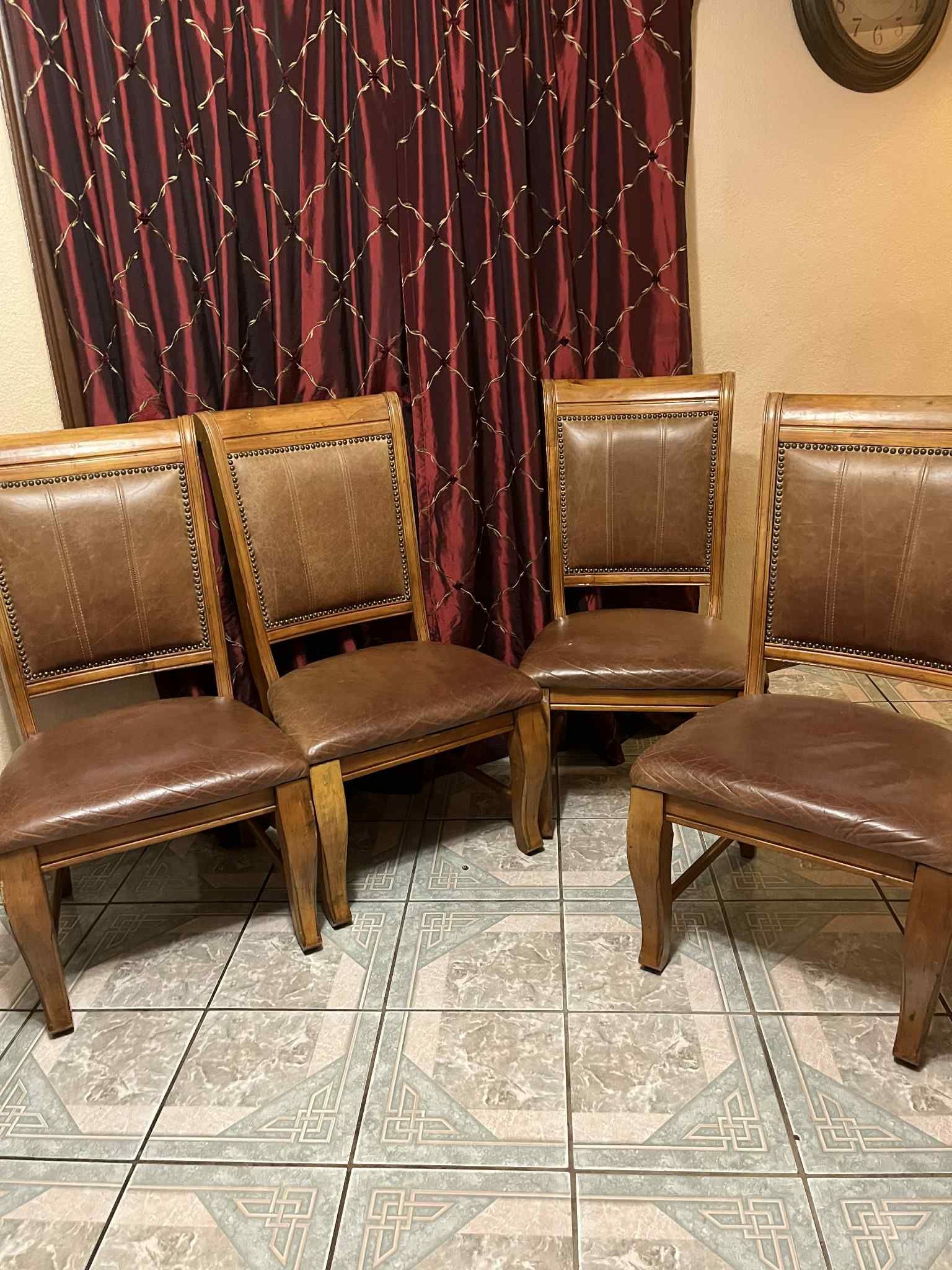 Wooden Leather Chairs