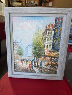 Textured painting of Paris  21"x24"
