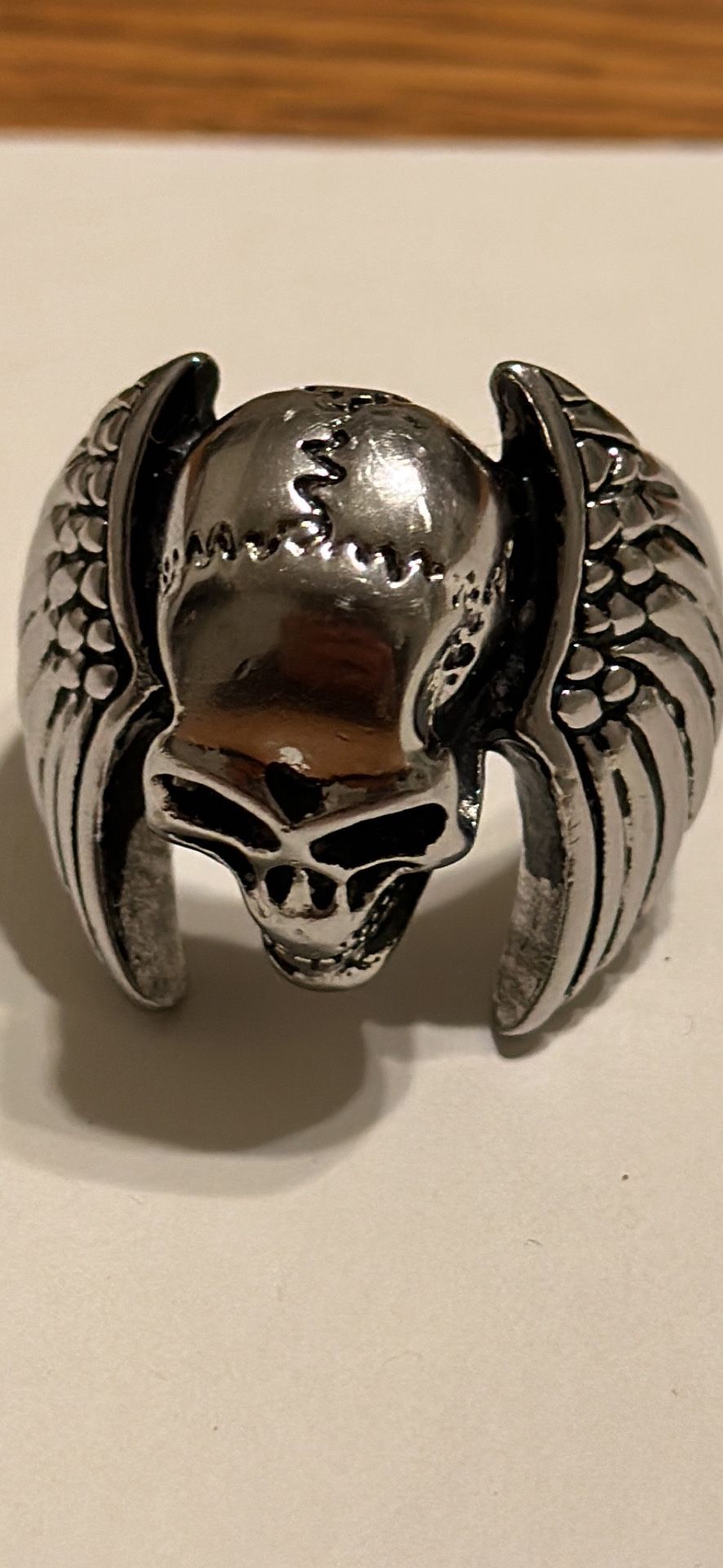 Flying Cracked Skull Stainless Steel Ring