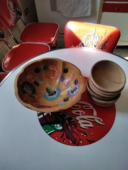 Vintage Wooden Salad Bowl Set