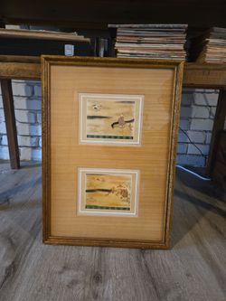 Vintage 20.25" x 14.25" Japanese Framed Print on Rice Paper