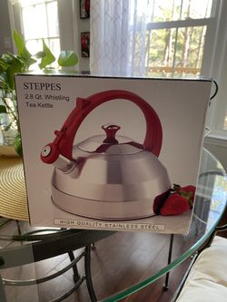Tea  Kettle - Whistling Red Handle 