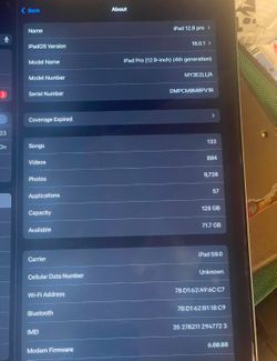 2020 Apple iPad Pro (12.9-inc, Wi-Fi+ Cellular,128GB)