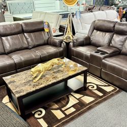 Closeout Sale Begins Now✅Gorgeous Chocolate Two Piece Reclining Sofa+Love Seat Limited Time $999✅