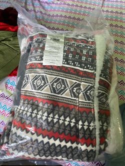Sherpa Throw Blanket 50x60 inches Geometric Print