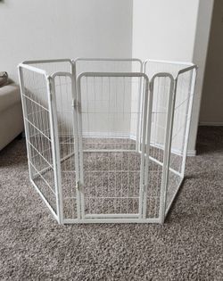 White 6 Panel Indoor 40" Metal Pet Playpen with Door for Medium/Large Dogs