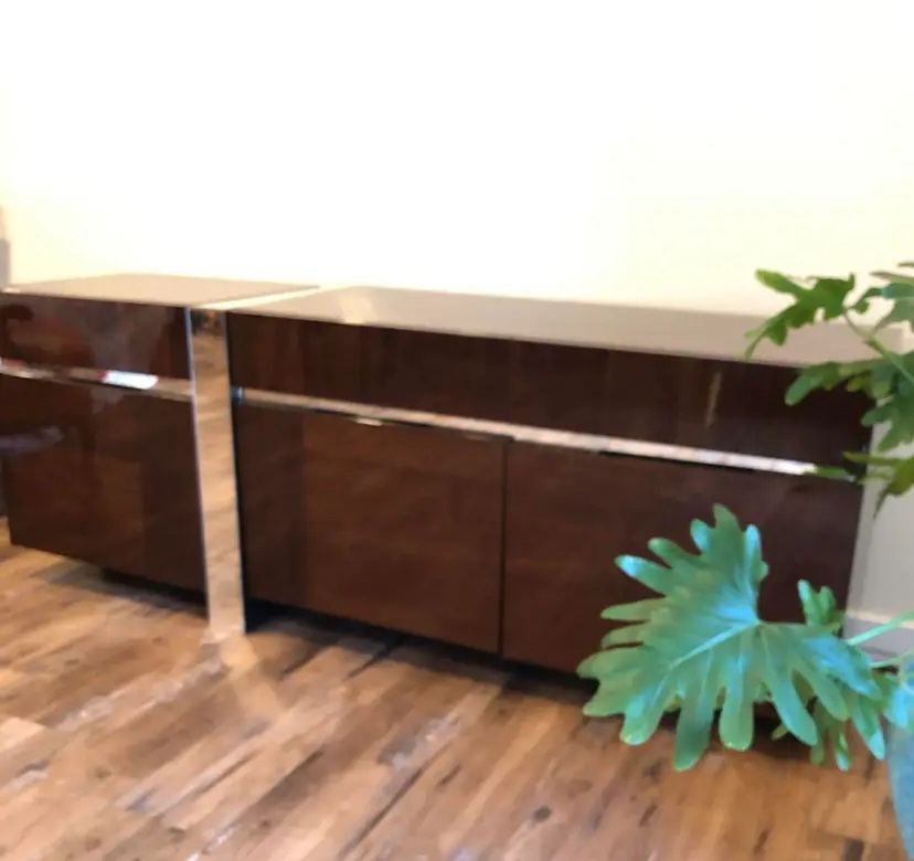 Alf Italia 6 Drawer Low Gentlemen’s Dresser in Walnut Canaletto Matte Finish With Mirror Inlay