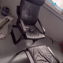 Ikea Leather Chair W Ottoman 