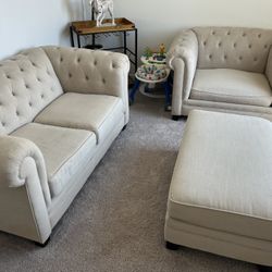 Beige Tufted Couches $50 OBO