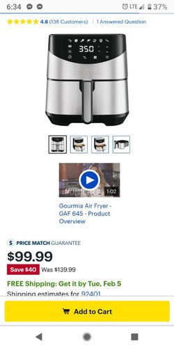 Best Buy: Gourmia 6 qt. Digital Air Fryer Stainless Steel GAF645