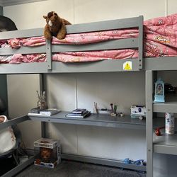 Loft Bed With Desk and Shelves 
