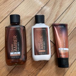 Rare BATH & BODY WORKS MENS SIGNATURE COLLECTION LUXURY BATH SET Dark Amber -