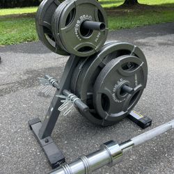 Complete Fitness Gear Weight Set With Barbell And Weight Tree