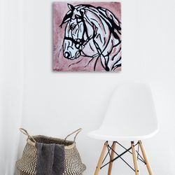 Original acrylic painting “Spirit of the Horse” on stretched canvas 12” x 12”