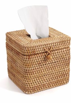 Two Rattan Square Tissue Boxes- price is for both
