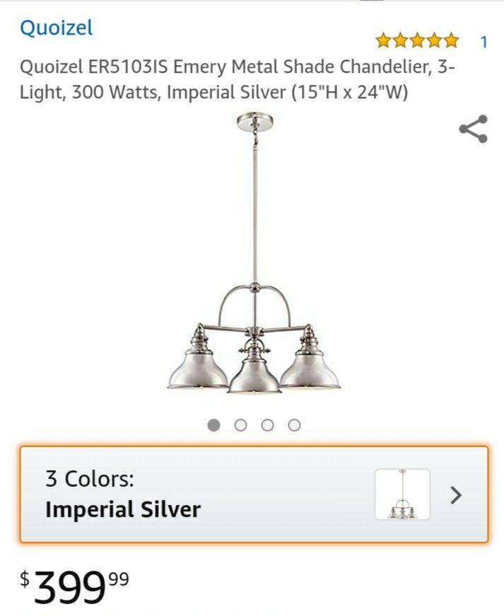 Quoizel Emery metal shade chandelier