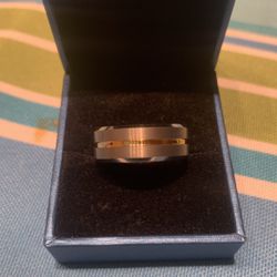 Steel Color +golden Groove Ring 