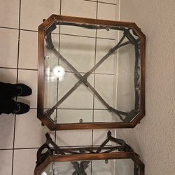 Rustic Solid Glass End Tables
