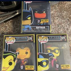Blacklight Black Light Batman Joker Harley Set Hot Topic Exclusive Funk Pop