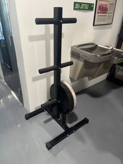 Black Steel Weight Plate Tree Storage Rack