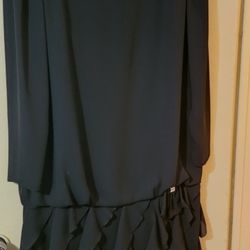 Women's Black Ruffle Trim Dress 