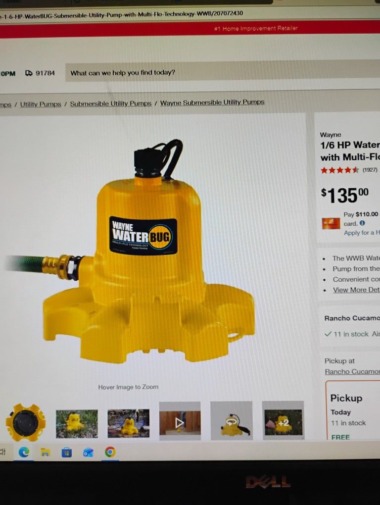 Wayne 1/6 Hp Submersible Utility Pump